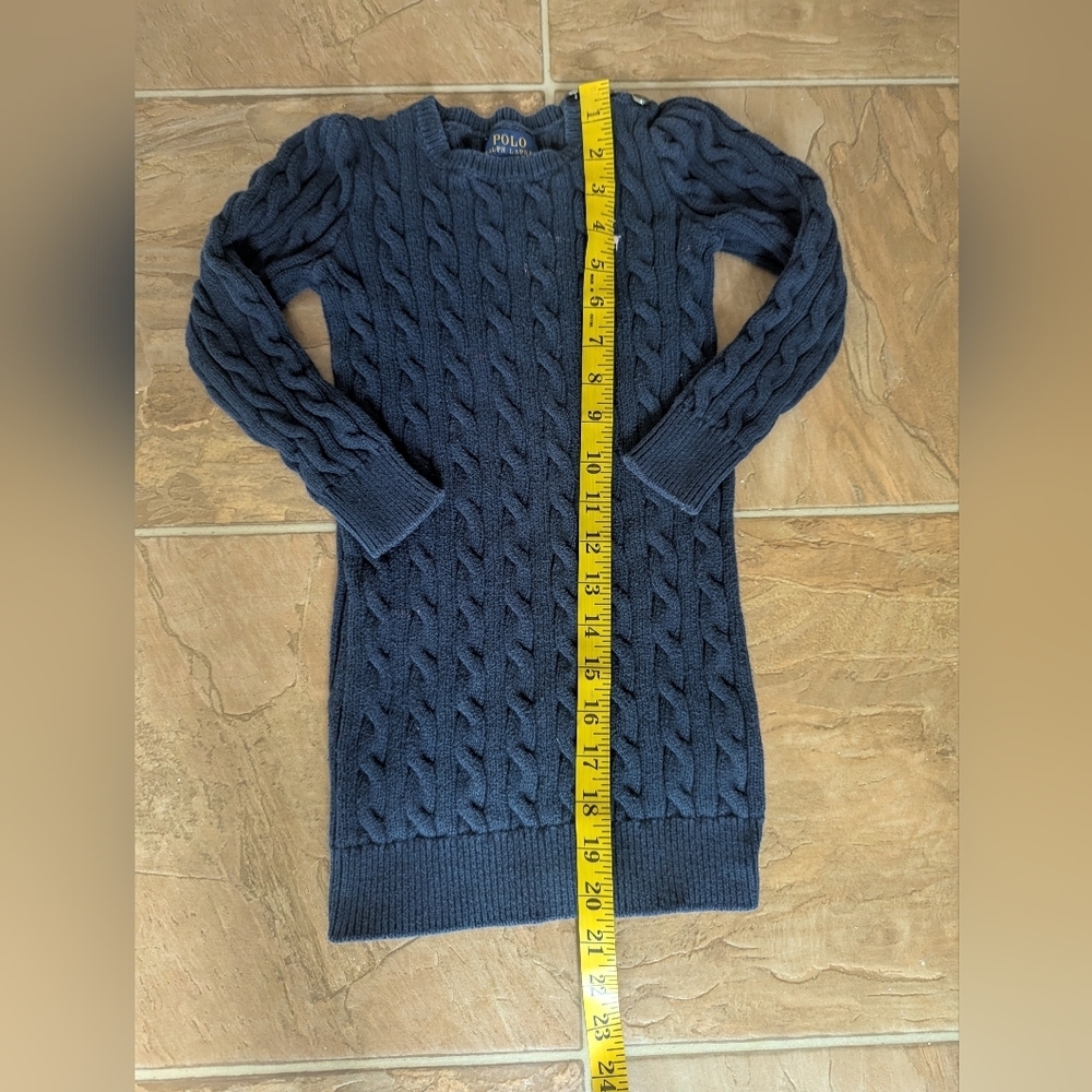 Girls Polo Ralph Lauren Navy Blue Cable Knit Sweater- Size Small - Picture 4 of 5
